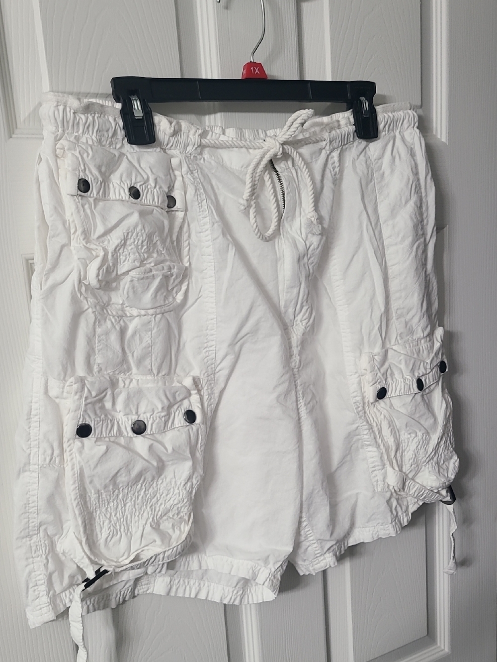 Free People Women's White Cargo Drawstring Shorts